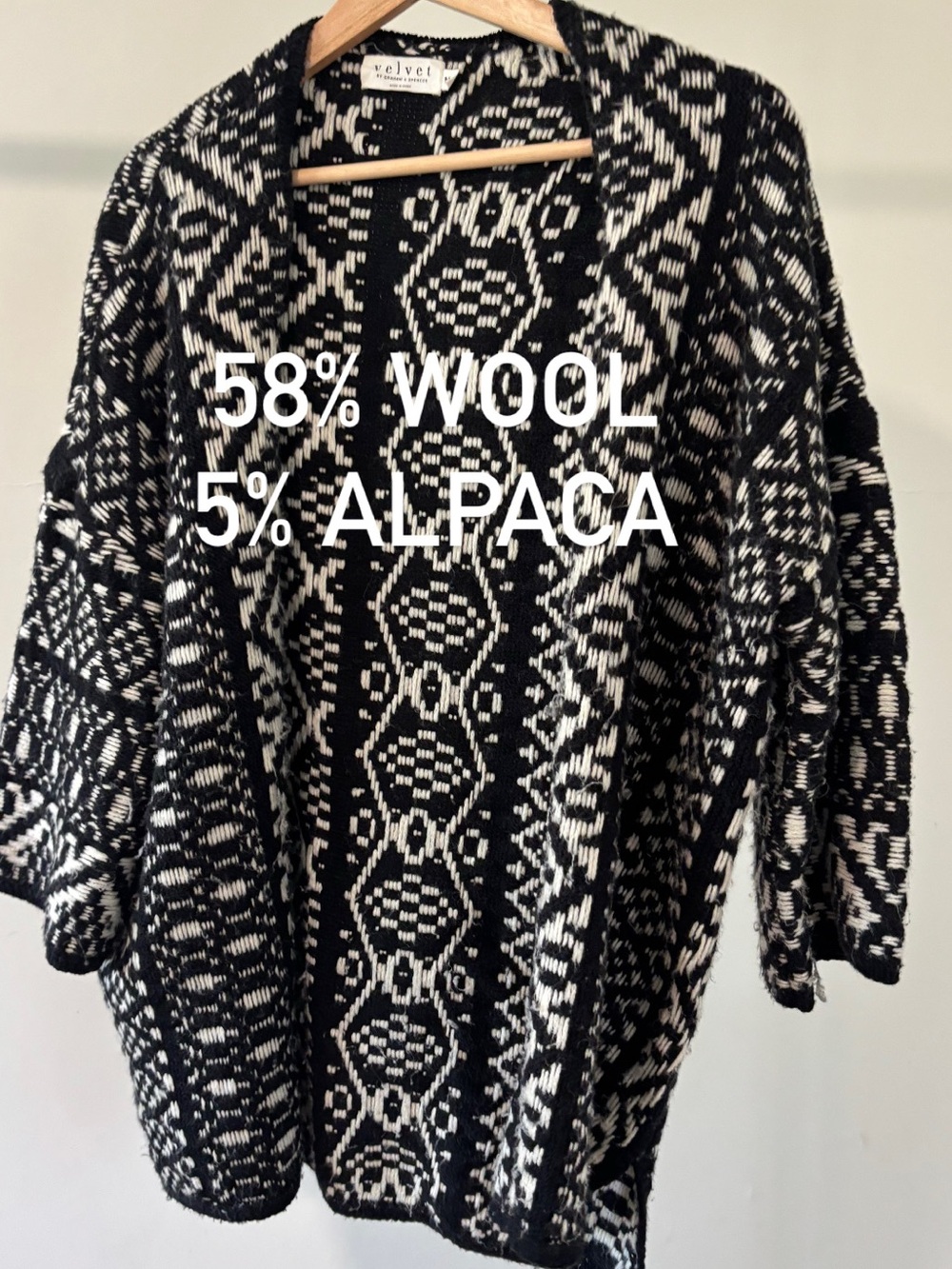 Velvet by Graham & Spencer Black & White Knit Patterned Cardigan